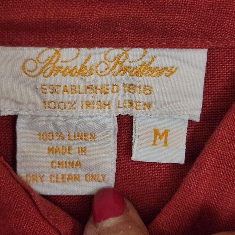 Brooks Brothers Vintage Rust Linen Button Up Shirt Size M - Picture 4 of 4
